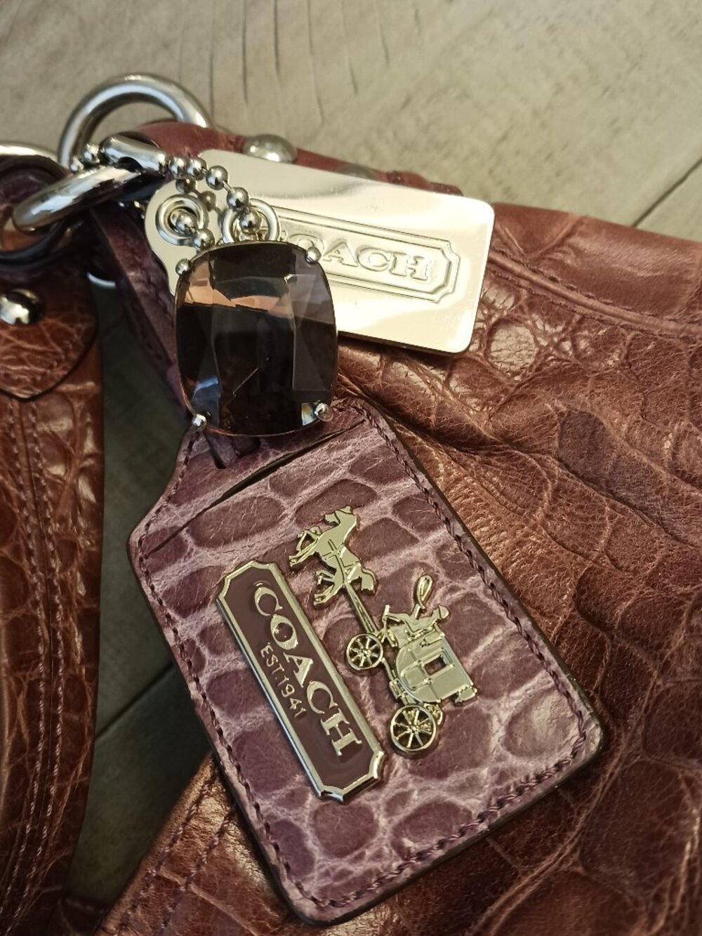 COACH Leather purse Croc Rose Purple boho stye - Picture 8 of 8